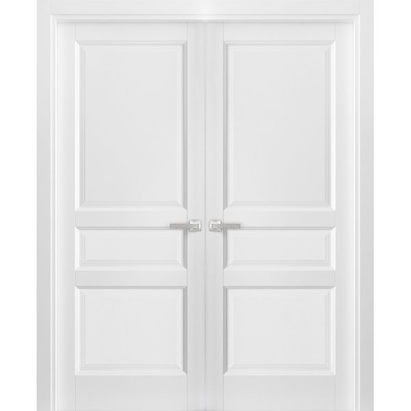 Sartodoors Double French Interior Door, 60" x 80", White LUCIA31DD-BEM-60